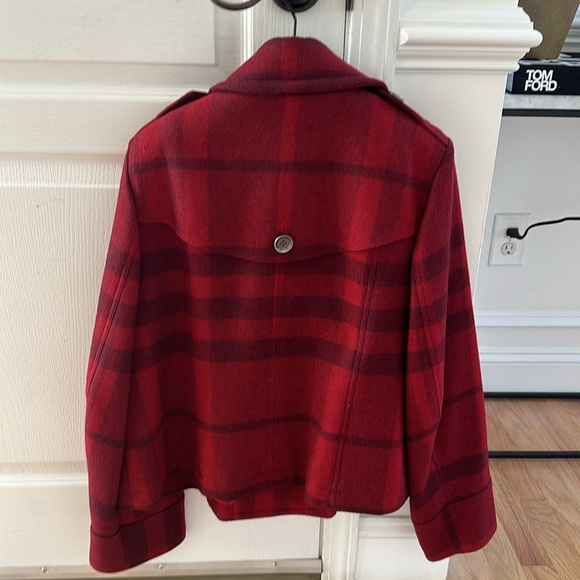 Burberry Brit women’s red check wool coat size 10 - Picture 4 of 6